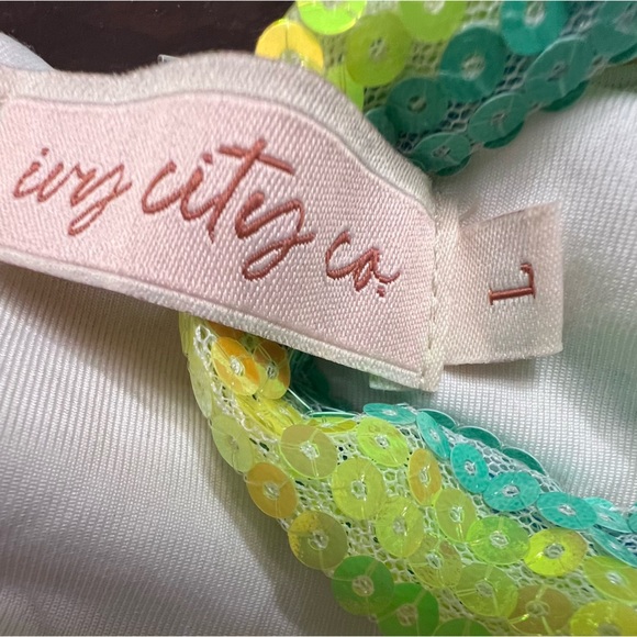 Ivy City Co Jagger Dress In Stripped  colorful rainbow Sequin Size L EUC - Picture 11 of 11